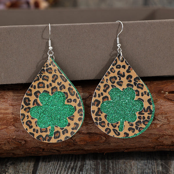 Leopard Hollowed Leather Teardrop Earrings-Teresa's Fashionista LLC
