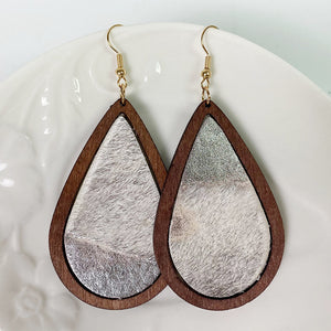 Teardrop Shape Wooden Dangle Earrings-Teresa's Fashionista LLC
