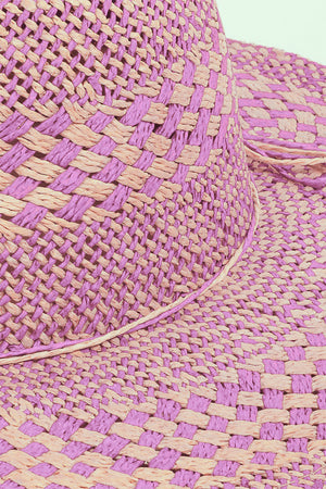 Fame Checkered Straw Weave Sun Hat-Teresa's Fashionista LLC