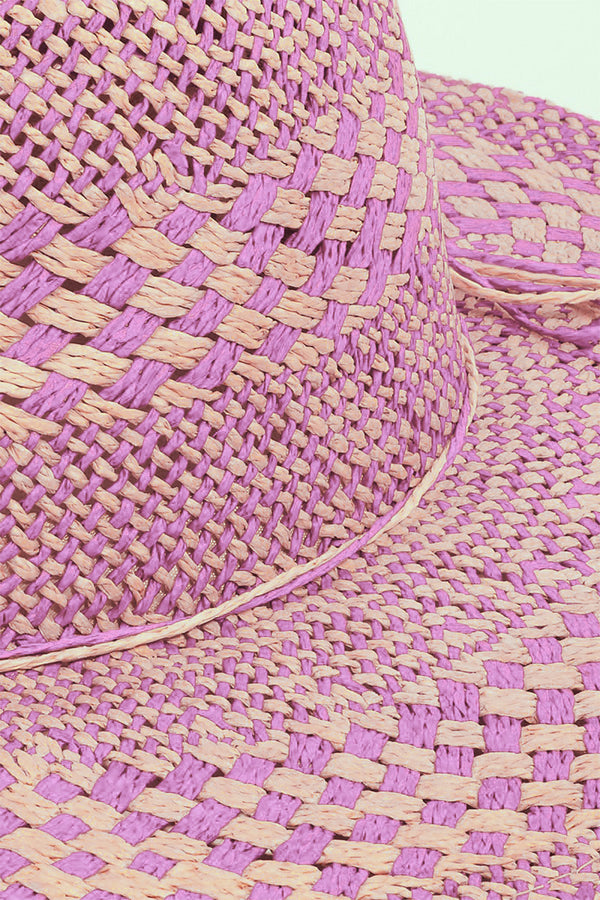 Fame Checkered Straw Weave Sun Hat-Teresa's Fashionista LLC