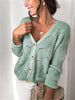 Openwork Button Up Long Sleeve Cardigan-Teresa's Fashionista LLC