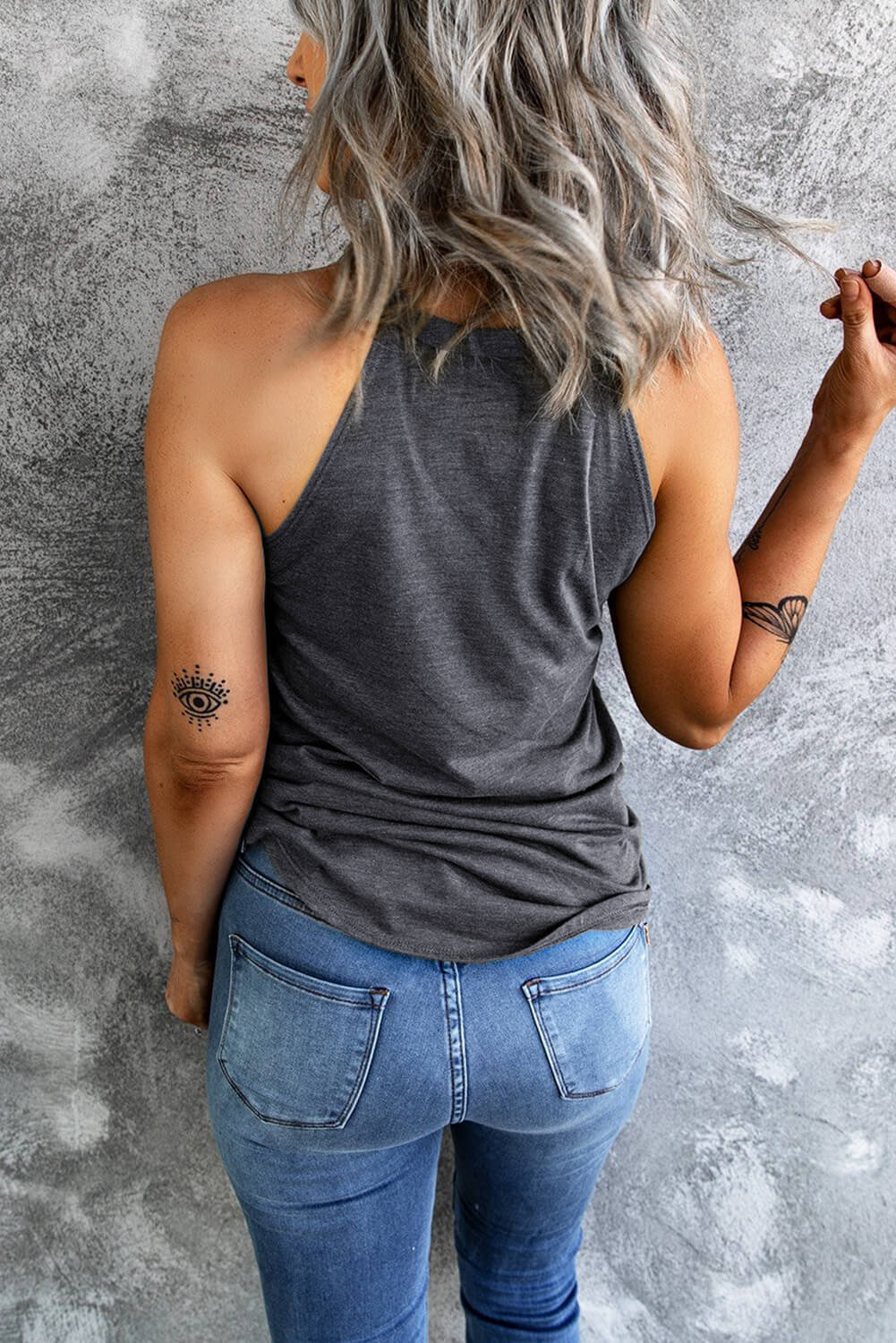 Curved Hem Grecian Tank Top-Teresa&#39;s Fashionista LLC