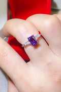 1 Carat Moissanite Platinum-Plated Rectangle Ring in Purple-Teresa's Fashionista LLC
