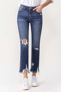 Lovervet Jackie Full Size High Rise Crop Straight Leg Jeans-Teresa's Fashionista LLC