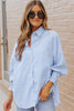Striped Lantern Sleeve Collared Shirt-Teresa's Fashionista LLC