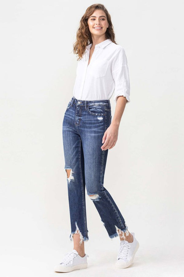 Lovervet Jackie Full Size High Rise Crop Straight Leg Jeans-Teresa's Fashionista LLC