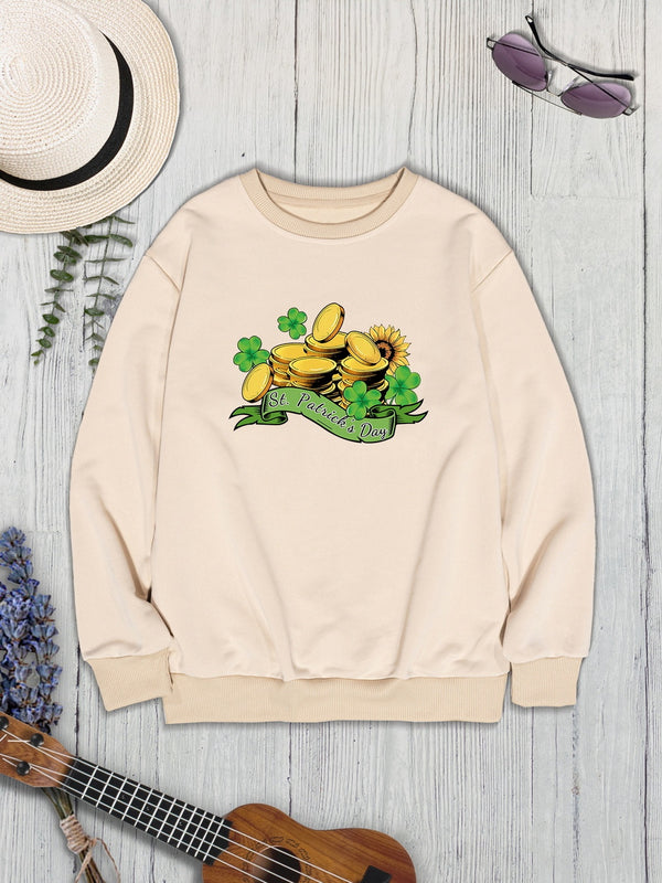 ST. PATRICK'S DAY Graphic Round Neck Sweatshirt-Teresa's Fashionista LLC