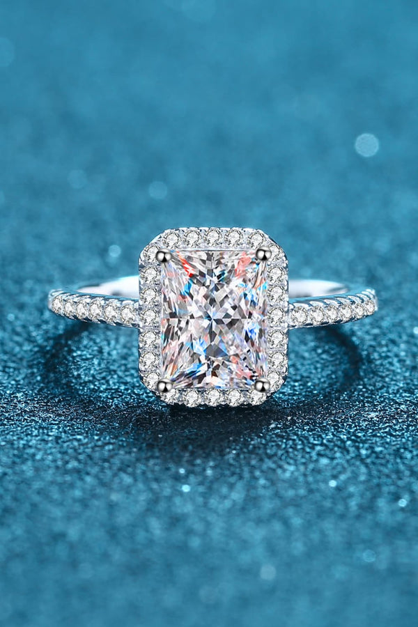 2 Carat Moissanite 925 Sterling Silver Halo Ring-Teresa's Fashionista LLC