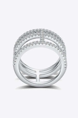 Moissanite Cutout Wide Ring-Teresa's Fashionista LLC