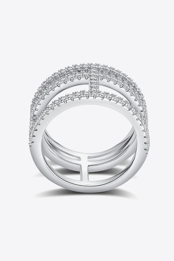 Moissanite Cutout Wide Ring-Teresa's Fashionista LLC
