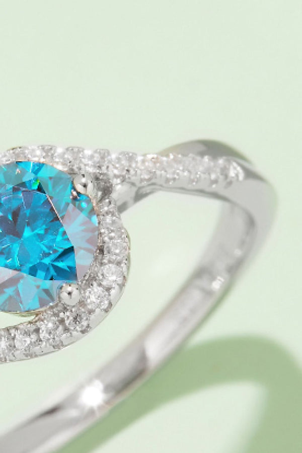 1 Carat Moissanite Contrast 925 Sterling Silver Ring-Teresa's Fashionista LLC