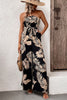 Printed Strapless Wide Leg Jumpsuit with Pockets-Teresa's Fashionista LLC
