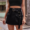 Belted Denim Shorts with Pockets-Teresa's Fashionista LLC