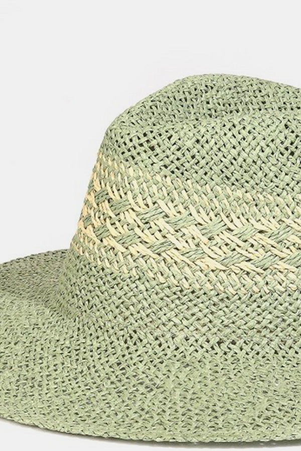 Fame Contrast Wide Brim Straw Hat-Teresa's Fashionista LLC