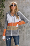 Zip-Up Raglan Sleeve Openwork Hooded Cardigan-Teresa's Fashionista LLC