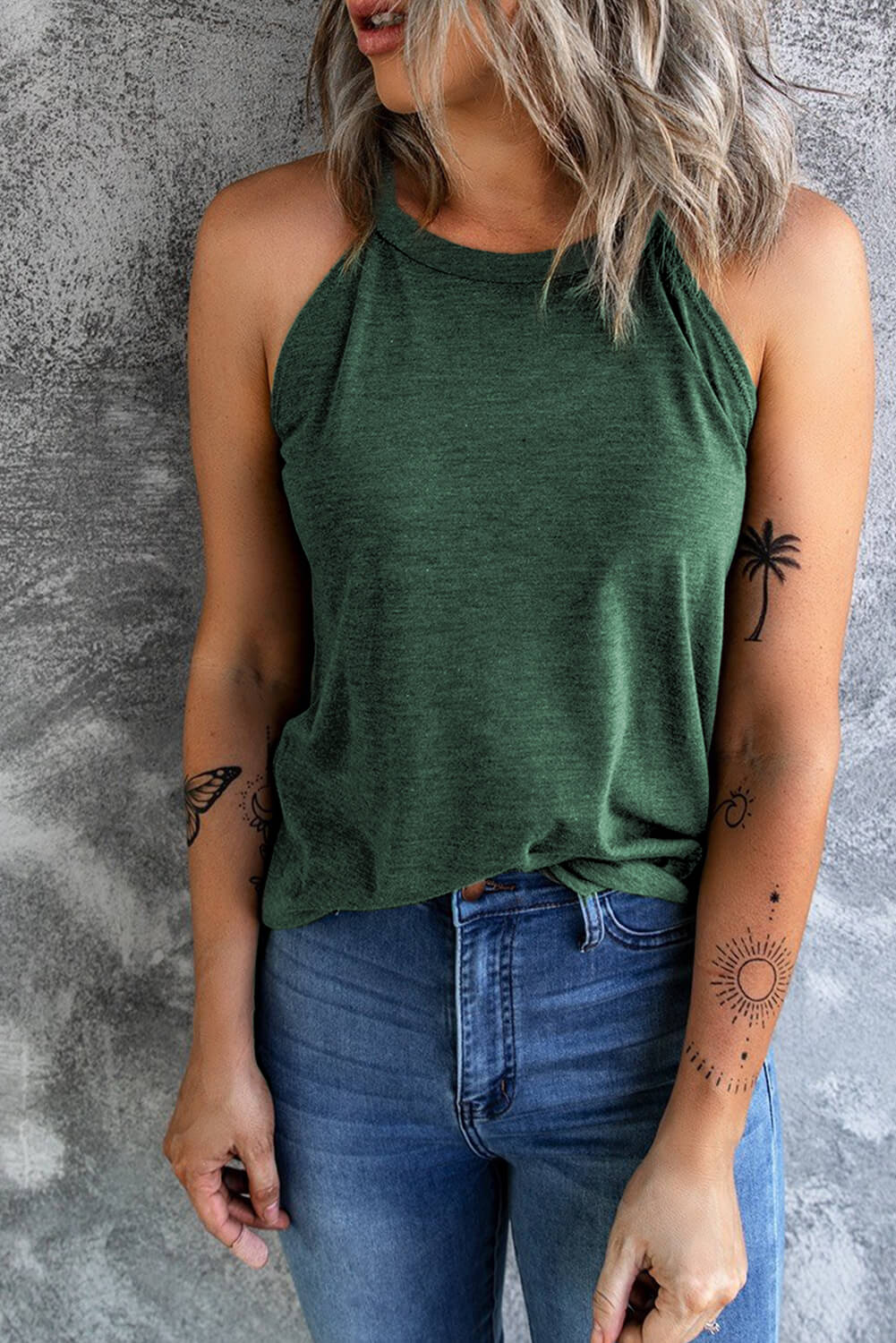 Curved Hem Grecian Tank Top-Teresa&#39;s Fashionista LLC