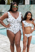 Marina West Swim Float On Ruffle Faux Wrap One-Piece in Daisy Cream-Teresa's Fashionista LLC