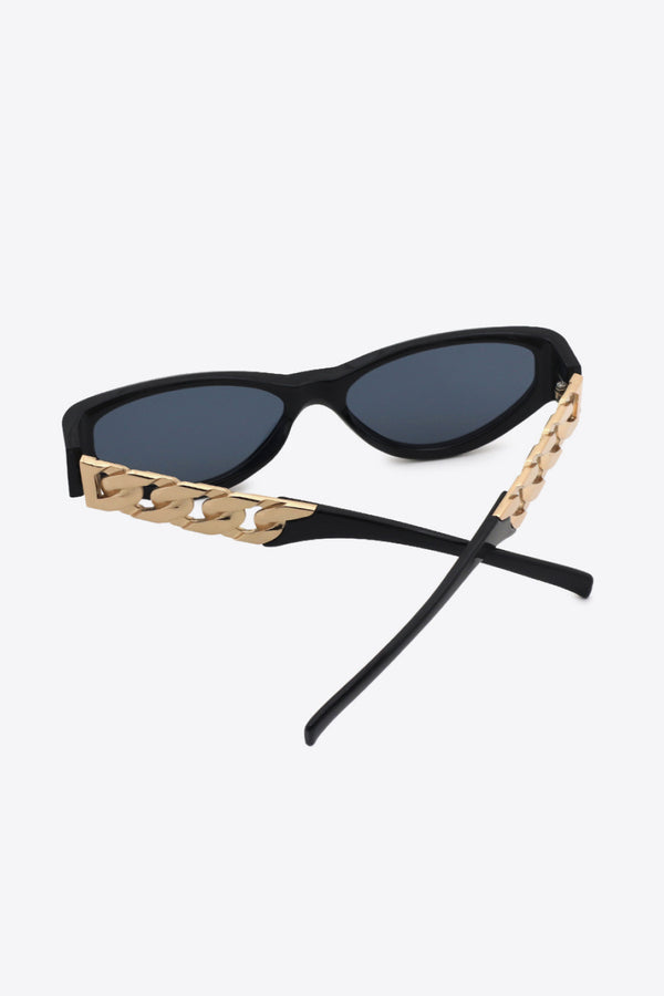 Chain Detail Temple Cat Eye Sunglasses-Teresa's Fashionista LLC