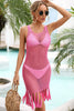 Fringe Hem Openwork Sleeveless Cover-Up Dress-Teresa's Fashionista LLC