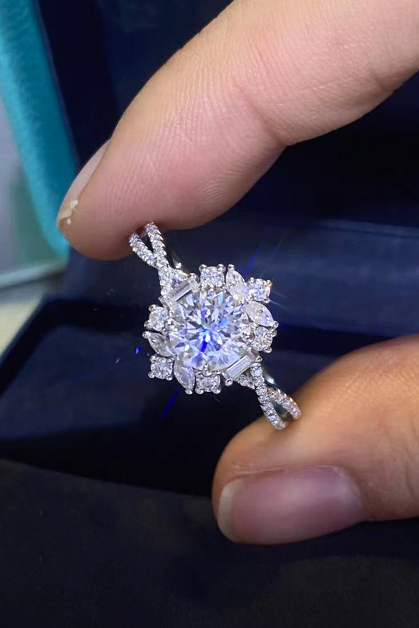 Floral 2 Carat Moissanite Crisscross Ring-Teresa's Fashionista LLC