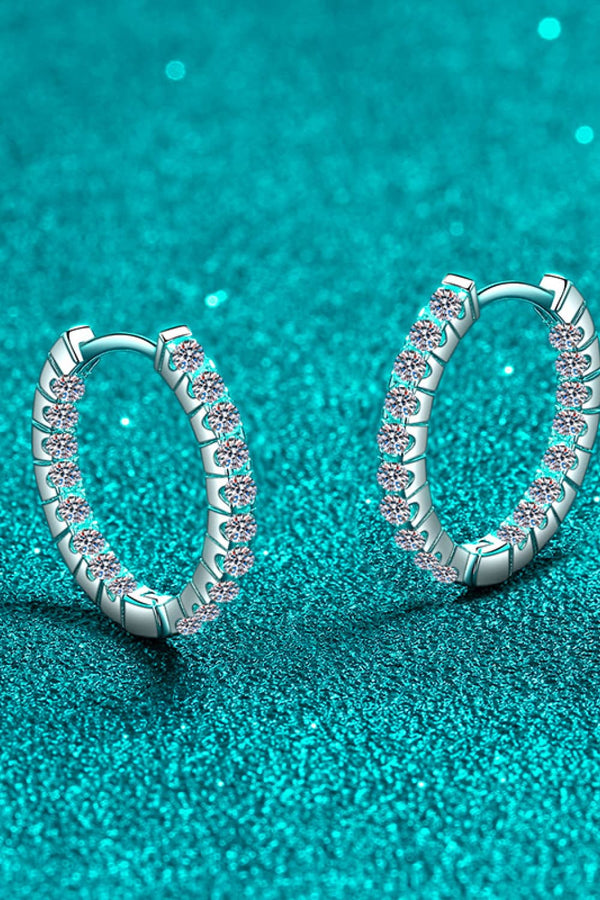 Moissanite 925 Sterling Silver Huggie Earrings-Teresa's Fashionista LLC