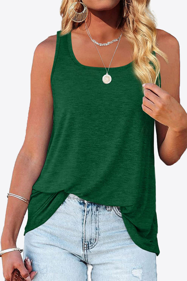 Curved Hem Square Neck Tank-Teresa's Fashionista LLC