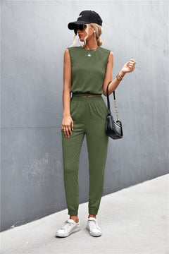 Sleeveless Top and Joggers Set-Teresa's Fashionista LLC