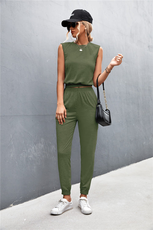 Sleeveless Top and Joggers Set-Teresa's Fashionista LLC