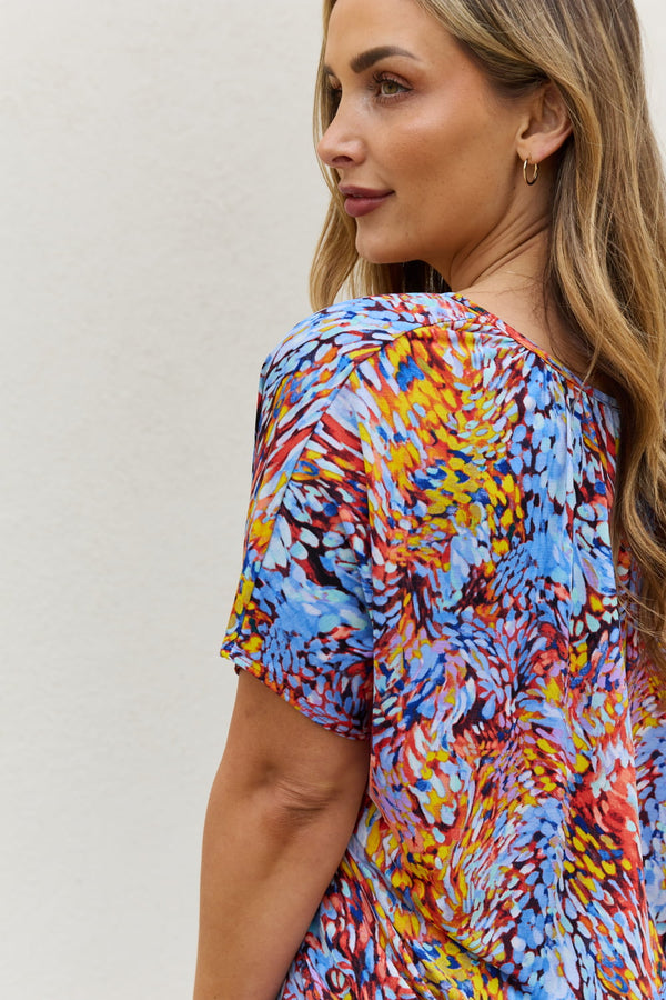 Be Stage Full Size Printed Dolman Flowy Top-Teresa's Fashionista LLC