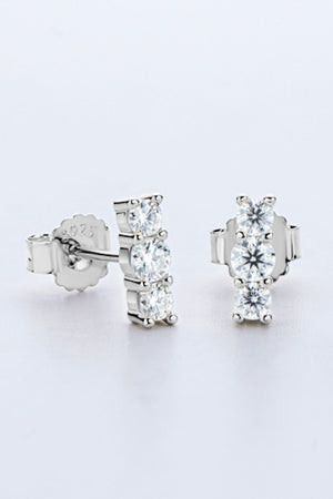 Heartbeat Rhythm 925 Sterling Silver Moissanite Stud Earrings-Teresa's Fashionista LLC
