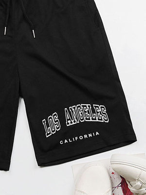 LOS ANGELES CALIFORNIA Graphic Drawstring Shorts-Teresa's Fashionista LLC