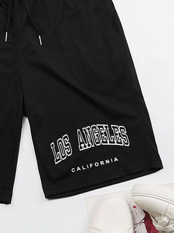 LOS ANGELES CALIFORNIA Graphic Drawstring Shorts-Teresa's Fashionista LLC