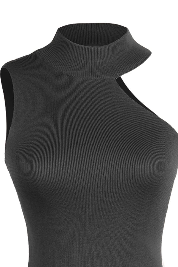 Asymmetrical Sleeveless Rib-Knit Top-Teresa's Fashionista LLC
