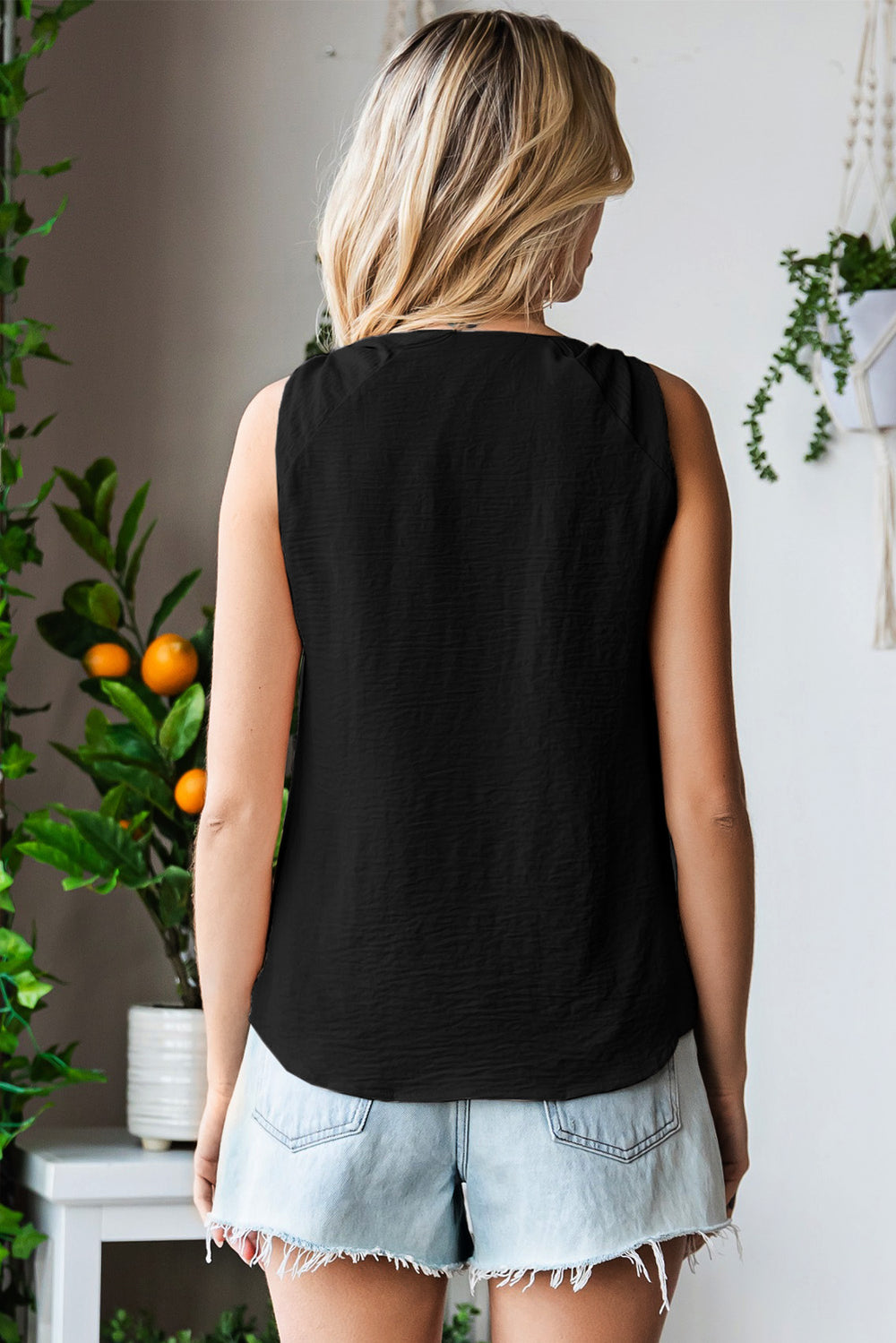 Knot Detail V-Neck Tank-Teresa's Fashionista LLC