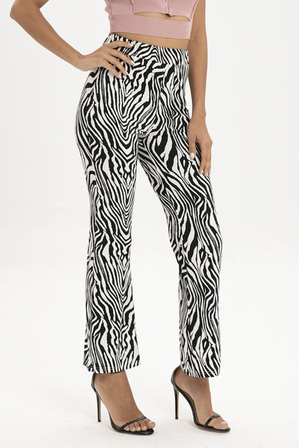 Zebra Print Straight Leg Pants-Teresa's Fashionista LLC