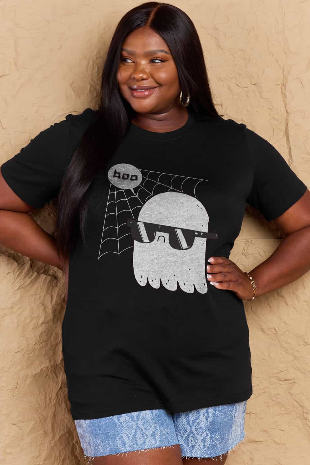 Simply Love Full Size BOO Graphic Cotton T-Shirt-Teresa&#39;s Fashionista LLC