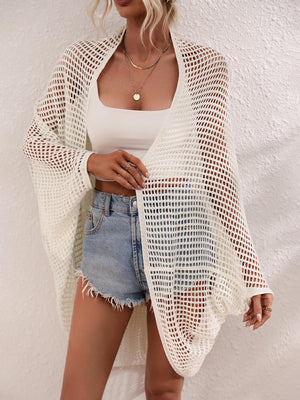 Openwork Open Front Longline Cover Up-Teresa's Fashionista LLC