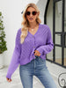 Eyelet Button Front Long Sleeve Cardigan-Teresa's Fashionista LLC