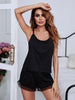 Gathered Detail Spliced Mesh Sleeveless Top and Shorts Lounge Set-Teresa's Fashionista LLC