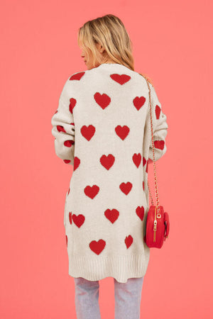 Heart Graphic Open Front Cardigan with Pockets-Teresa's Fashionista LLC