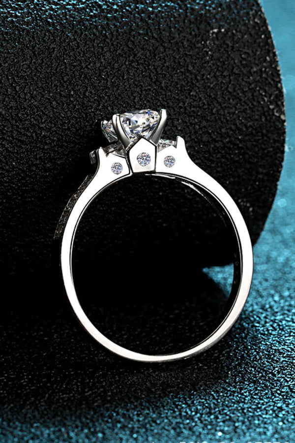 Lucky Charm Moissanite Rhodium-Plated Ring-Teresa's Fashionista LLC