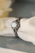 Opal Heart Black Gold-Plated Ring-Teresa's Fashionista LLC