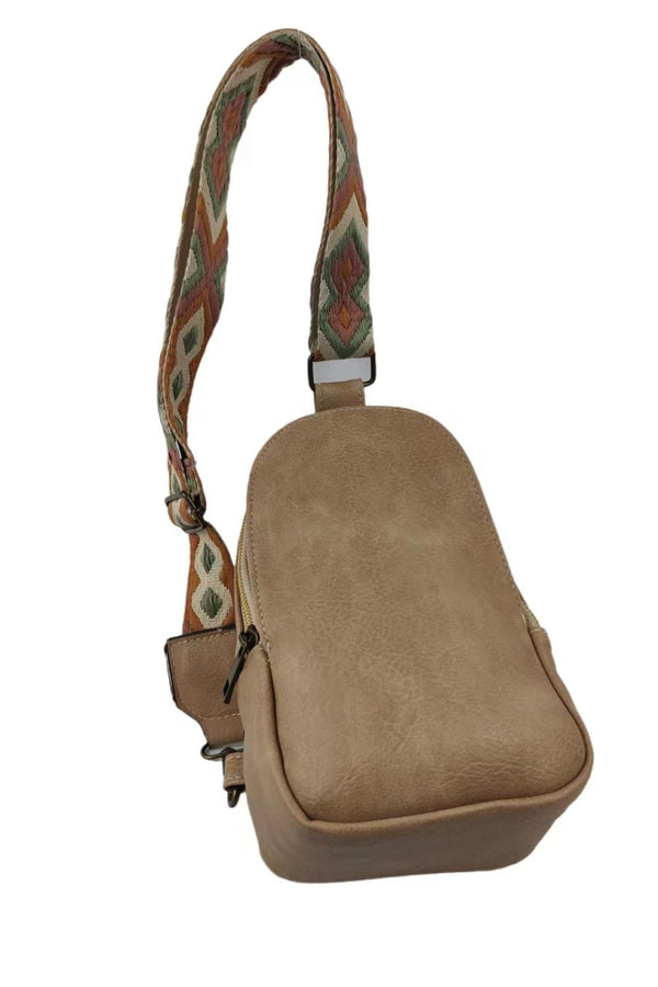 Random Pattern Adjustable Strap PU Leather Sling Bag-Teresa's Fashionista LLC