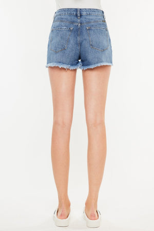 Kancan Distressed Raw Hem High Waist Denim Shorts-Teresa's Fashionista LLC