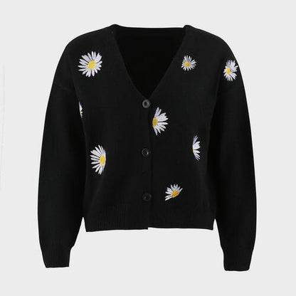 Flower Button Front Dropped Shoulder Cardigan-Teresa&#39;s Fashionista LLC