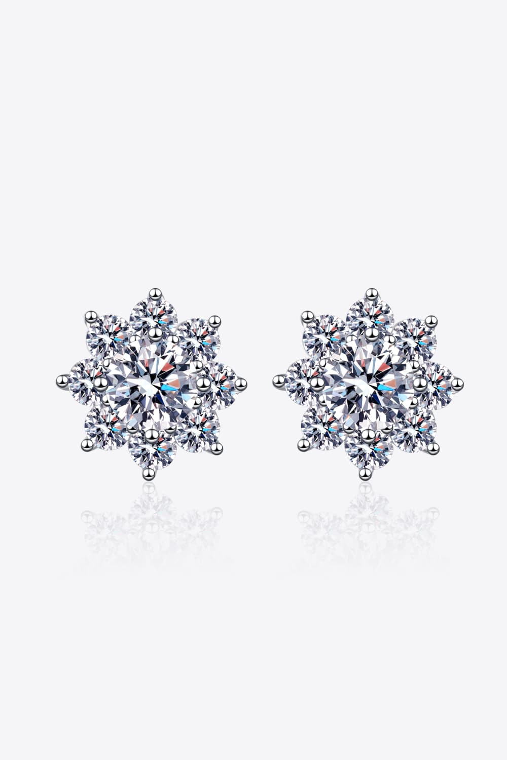 1 Carat Moissanite 925 Sterling Silver Flower Earrings-Teresa's Fashionista LLC
