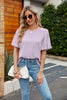 Pleated Flutter Sleeve Round Neck Blouse-Teresa's Fashionista LLC