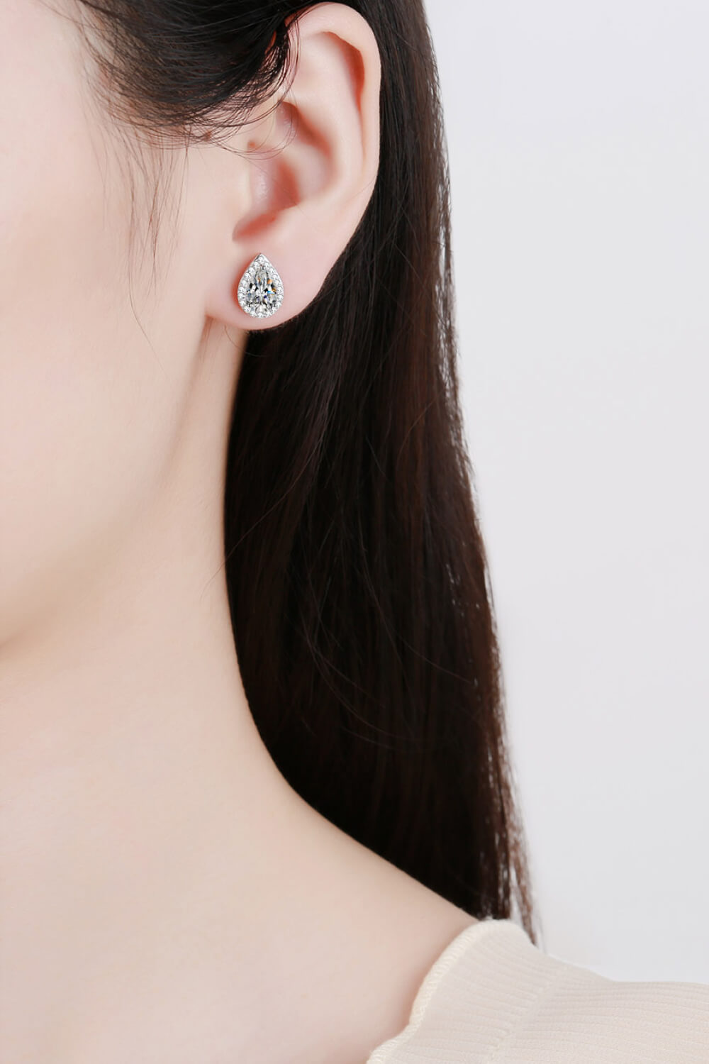 Moissanite Teardrop Stud Earrings-Teresa's Fashionista LLC