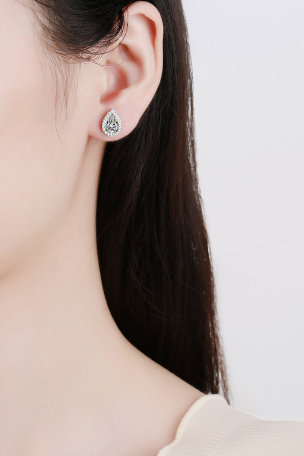 Moissanite Teardrop Stud Earrings-Teresa's Fashionista LLC