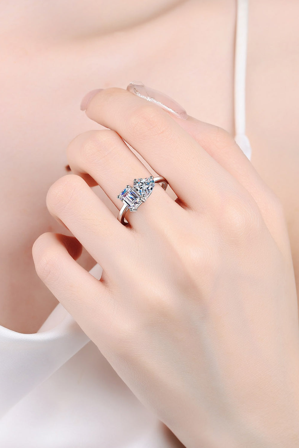 Rhodium-Plated 2 Carat Moissanite Ring-Teresa's Fashionista LLC
